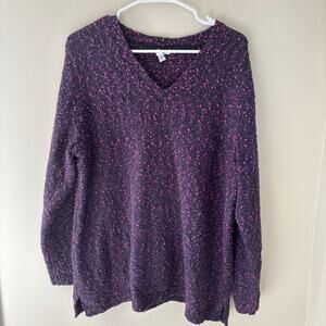 J.Jill Navy Purple Marled Tunic Sweater Casual Size XL